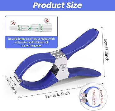 Tryly 18PCS Pool Cover Clips with Plastic Jacket, 4.7 Inch Stainless Steel Clamps for Above Ground Pools, Avoid Scratches on The Pool Cover, Stays Secure in Windy Conditions