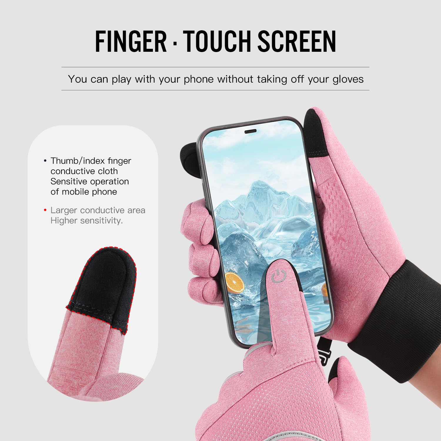 Guantes térmicos de invierno para mujer y hombre con dedos para pantalla táctil, agarre antideslizante para correr, trabajar, enviar mensajes de texto, conducir