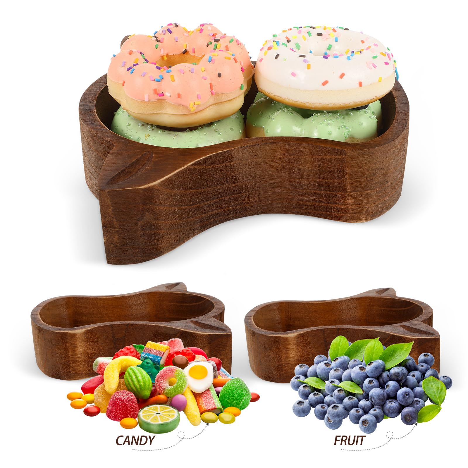 Ciotola in Legno a Forma di Resistente e Riutilizzabile e Vassoio da Tè per e Snack per Decorazione Casa