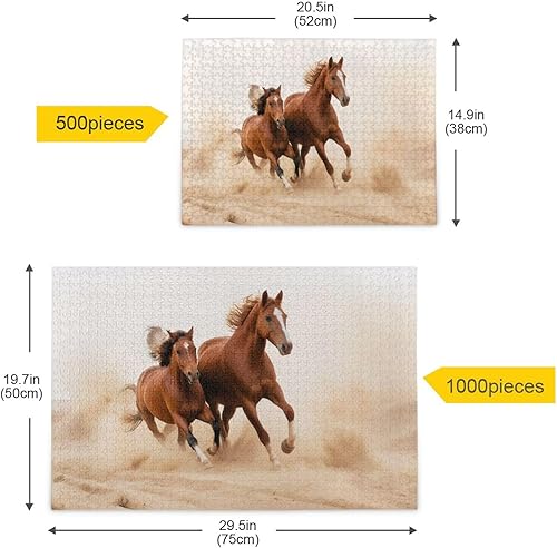 Miniatura 4 de Rompecabezas de caballo árabe corriendo de 1000 piezas para adultos, juguete educativo de aprendizaje para niños y niñas, decoración del hogar