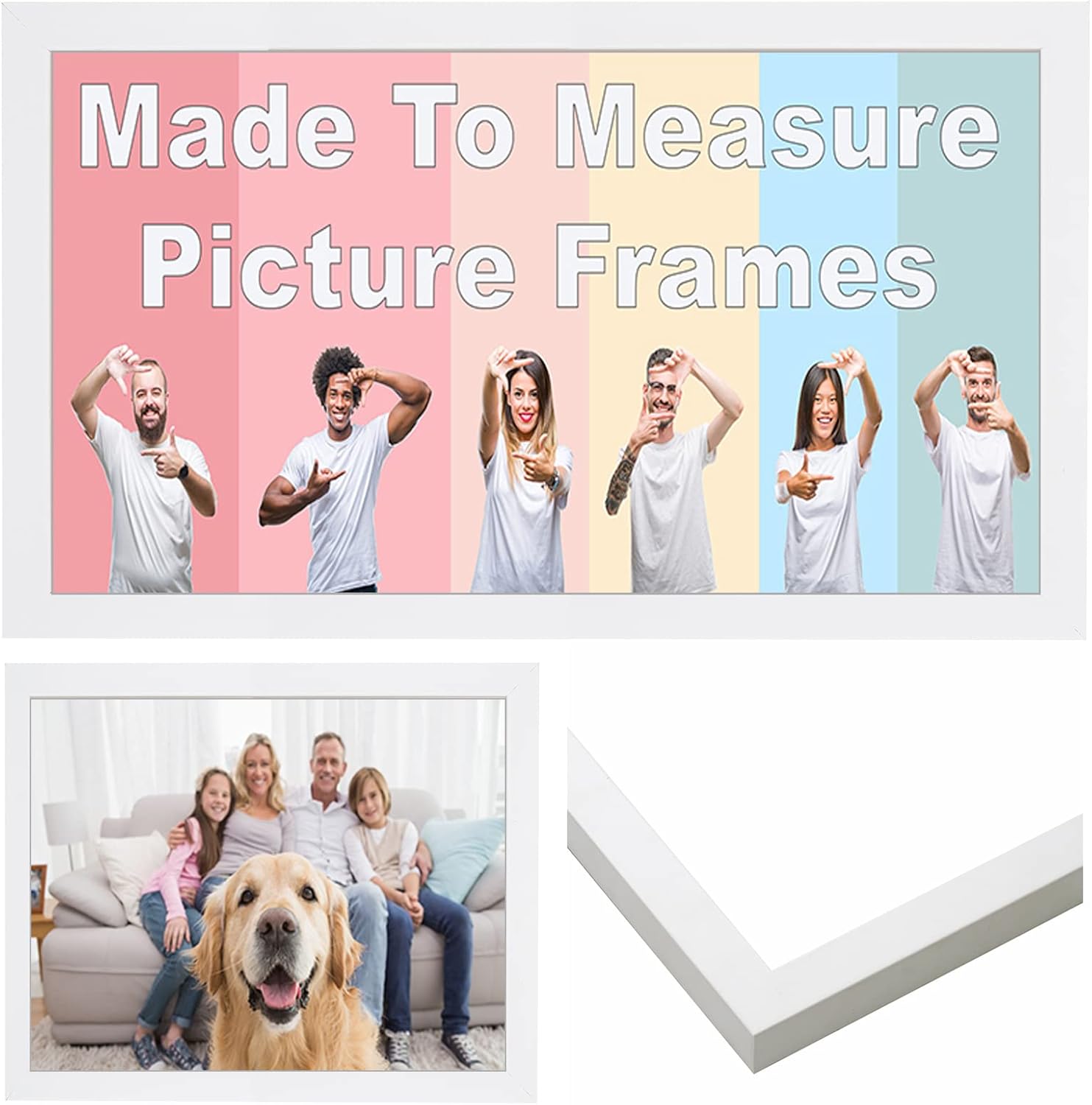 Made to Measure Picture Frame, Custom Made White Frame (Up to 100cm