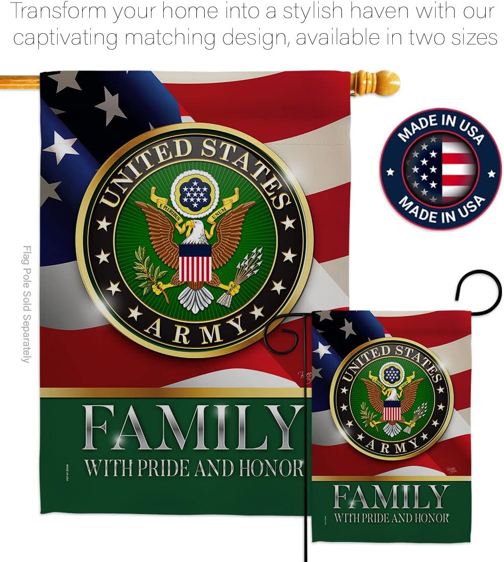 Breeze Decor US Army Family Honor House Flag - Armed Forces Rangers United State American Military Veteran Retire Official - Decoration Banner Small Garden Yard Gift Double-Sided Made in USA 28 X 40