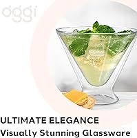 Vista 4 de Oggi Vaso aislado de doble pared Martini, ideal para martinis y cócteles como el Manhattan Daiquiri Cosmopolitan, se mantiene fresco durante más