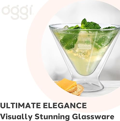 Miniatura 4 de Oggi Vaso aislado de doble pared Martini, ideal para martinis y cócteles como el Manhattan Daiquiri Cosmopolitan, se mantiene fresco durante más