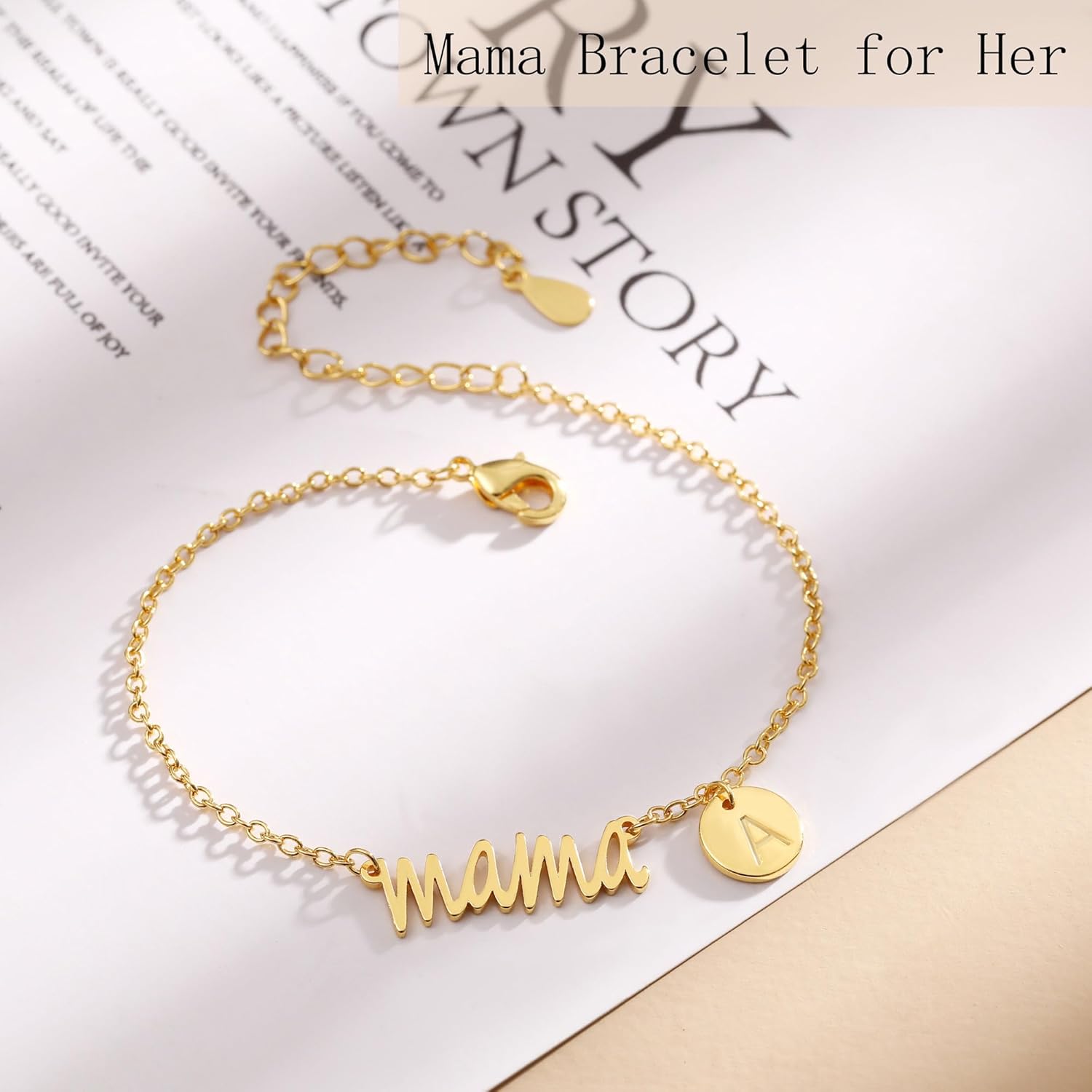 Mama Bracelet for Women - Gold Initial Bracelet for Mom, Stepmom, Bonus Mom, Mother in Law, Wife - Image 5