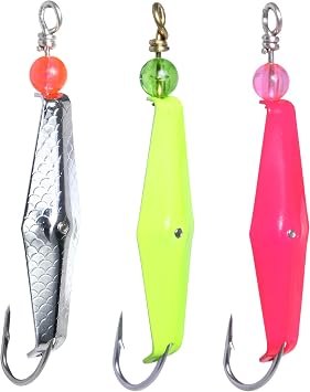 Clarkspoon Size 0, Three Pack Trolling Spoons Chrome Hammered Scale Finish, Chartreuse, Pink