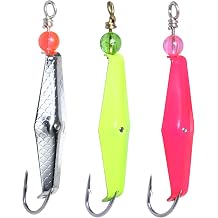 Clarkspoon Size 0, Three Pack Trolling Spoons Chrome Hammered Scale Finish, Chartreuse, Pink