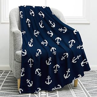 Jekeno Nautical Anchor Blanket Gifts for Men Women Kids Boys Birthday Christmas for Dad Husband Son Fathers Day Presents Sea Adventure Ocean Theme Navy Throw Blankets Dark Blue 50"x60"