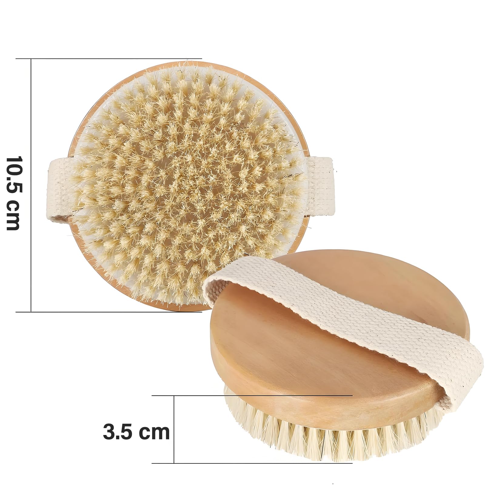 Cepillo de cerdas naturales redondo, 10,5 × 10,5 cm, cepillo de limpieza de frutas de madera, cepillo para lavar platos, raíces, cepillo de cocina para zanahorias, patatas, verduras y frutas (madera)