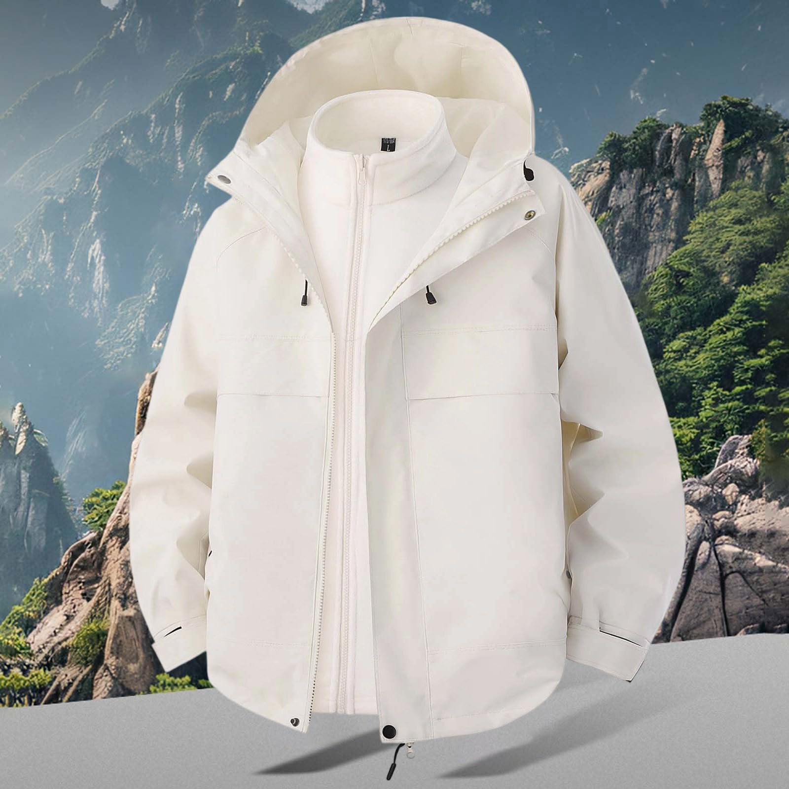 Generisch 2026 Herren Freizeitjacken, leichte Outdoor-Kapuzenjacke für Wandern, Reisen, Arbeitskleidung, Wintermantel (White, XL)