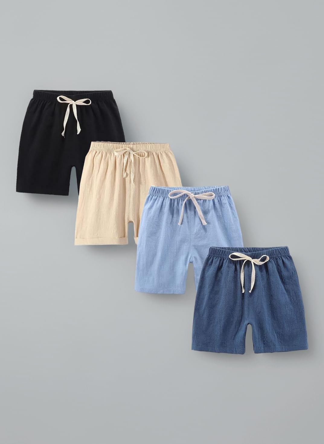FedMois Boys' Summer Shorts Cotton, Pack of 4