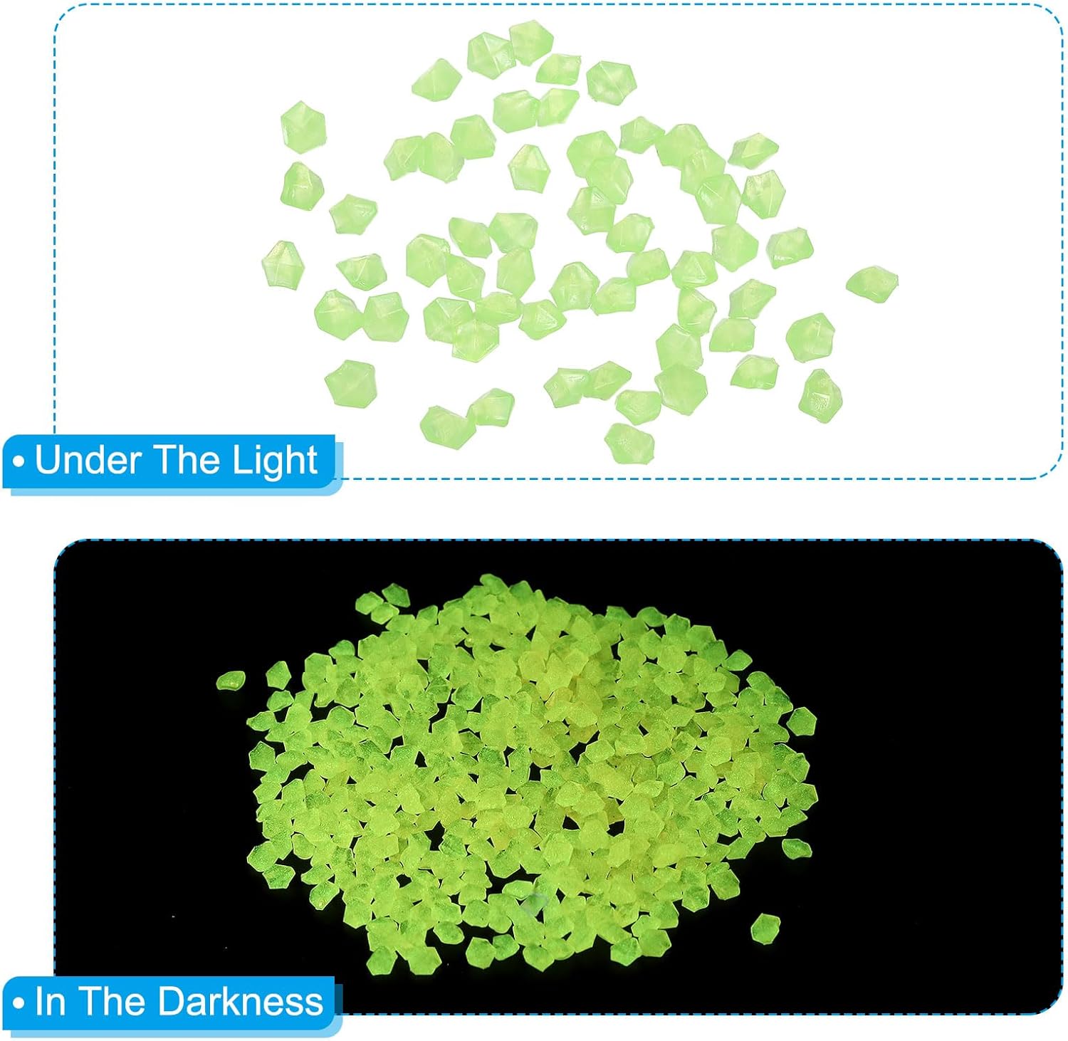 sourcing map 10000pcs Glow Rocks 3-5mm Glow Pebbles Decoration in the Dark Luminous Stones Decor DIY Decorative Green for Garden, Potted Plant, Fish Tank