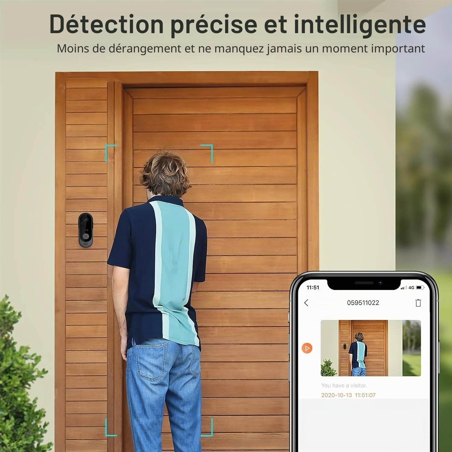 Sonnette sans Fil avec Camera,1080P Sonnette sans Fil Exterieur Etanche,125° Interphone Video sans Fil,Wi-FI Sonnette Connectée, Audio Bidirectionnel,Étanche,Supporte Le Stockage Cloud
