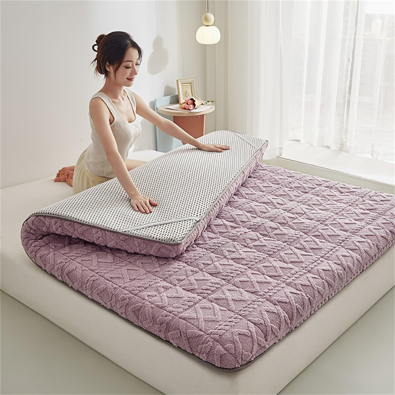 Futon-Matratze, tragbar, faltbar, rutschfestes, atmungsaktives Design für Zuhause und Camping