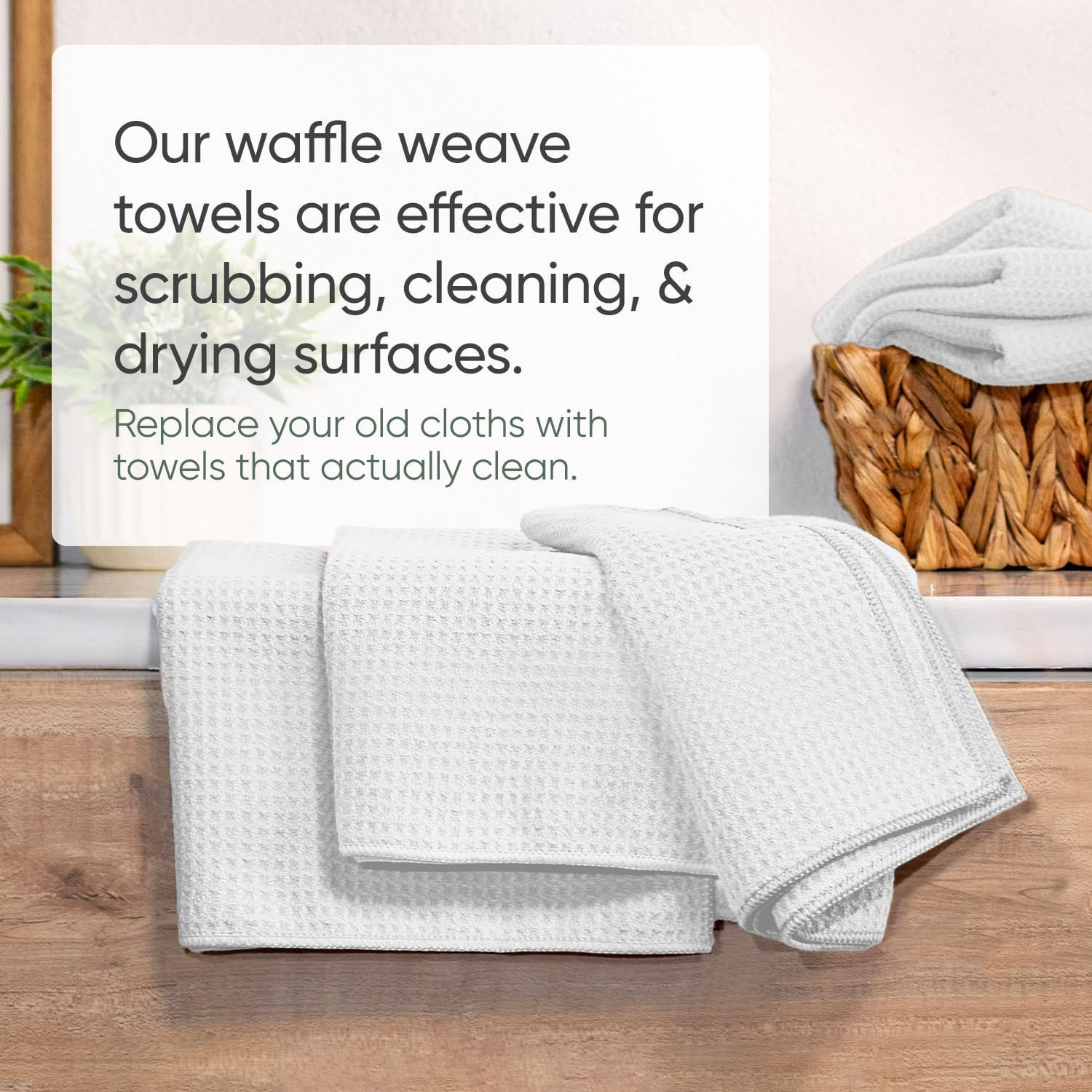 Kitchen Towels - Microfiber Waffle Weave Towels | Absorbent, No Lint, Thick, Reusable, Commercial, Soft, Hand, Tea, Glass, Bar, Sublimation Blank, Polyester Cloths (White, 16 x 16 (6 Pack)) image 5