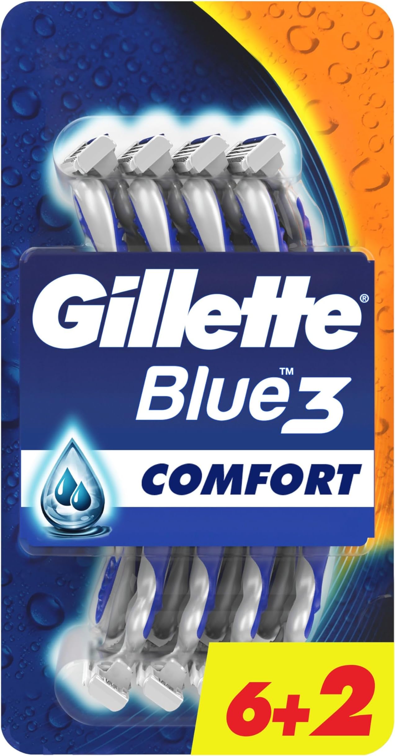 Blue3 Comfort Men's Disposable Razors: 6+2 Count