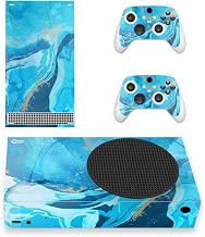 PlayVital Aquamarine Watercolour Custom Vinyl Skins for Xbox Series S, Wrap Decal Cover Stickers for Xbox Series S Console Controller