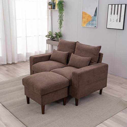 Miniatura 7 de Panana Sofá modular convertible en forma de L sofá de 2 plazas y 3 plazas con tela de lino tapizada para sala de estar apartamento oficina beige 2