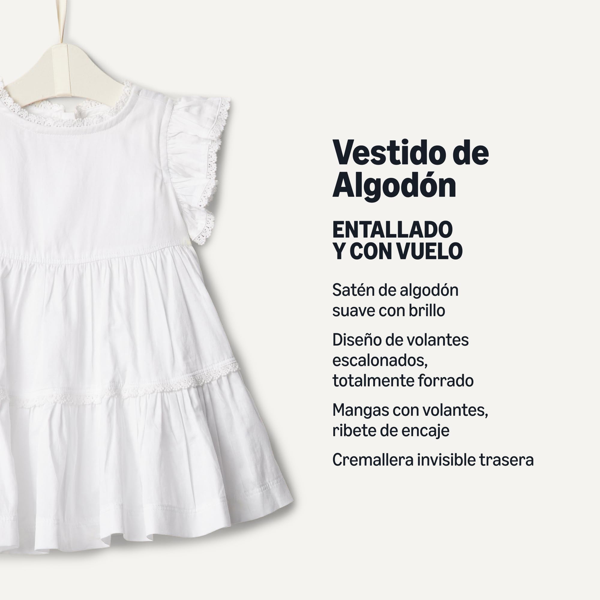 Amazon Essentials x Sofia Grainge Vestido Informal Entallado y con Vuelo de Satén de Algodón Tejido Bebé y Niña Pequeña