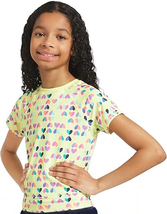 Lands End Girls Swim UPF 50+ Short Sleeve Sun Tee Rash Guard Shirt