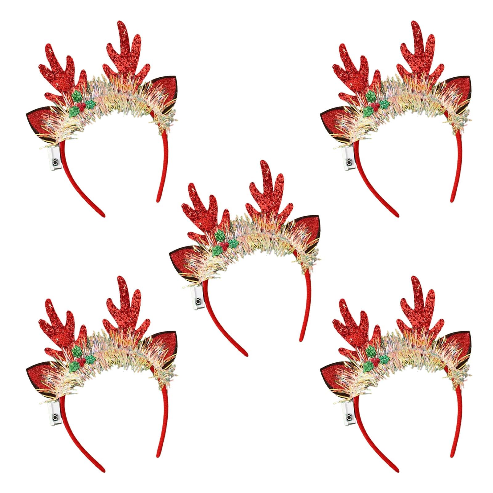 Buxuaaaa C 5Xchristmas Glowing Hair Band Light Up Head Band Light Up Hairband Reative Flashing Headwear Photo Props Hristmas Party Decorations