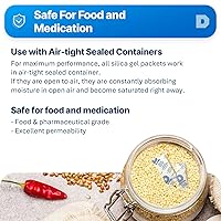 Vista 3 de Dry & Dry - Paquetes de gel de sílice de 0.11 oz, seguros para alimentos y farmacéuticos, deshumidificadores desecantes recargables, paquetes de gel