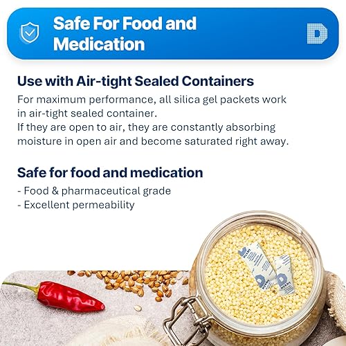 Miniatura 3 de Dry & Dry Paquetes de gel de sílice seguros para alimentos y farmacéuticos de 0.11 oz 50 paquetes Desecantes - Paquetes de gel de sílice Tyvek