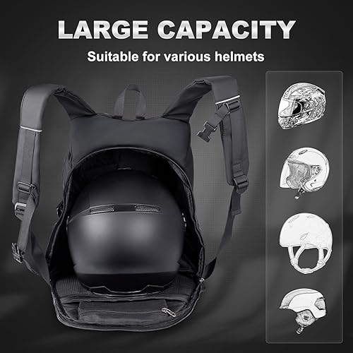 Miniatura 2 de Mochila de motocicleta para hombre, mochila impermeable para casco de gran capacidad para hombres con bolsillo para laptop, grande