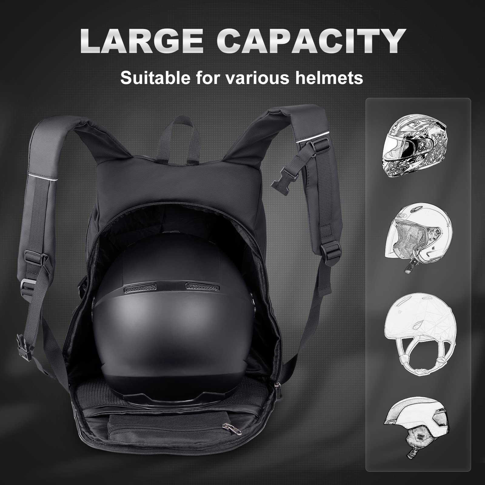 Plecak motocyklowy dla mężczyzn – wodoodporna torba na kask dla mężczyzn z kieszenią na laptopa, kask motocyklowy plecak z odblaskowym paskiem do jazdy konnej, podróży, uprawiania sportu