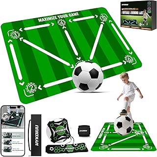 Football Training Mat With Kick Trainer 90 X 60 Cm Football Skills Mat Mastery Footstep Agility Pad To Boost Speed, Strength & Coordination Non-Slip Football Mastery Mats For Kids Youth Gifts