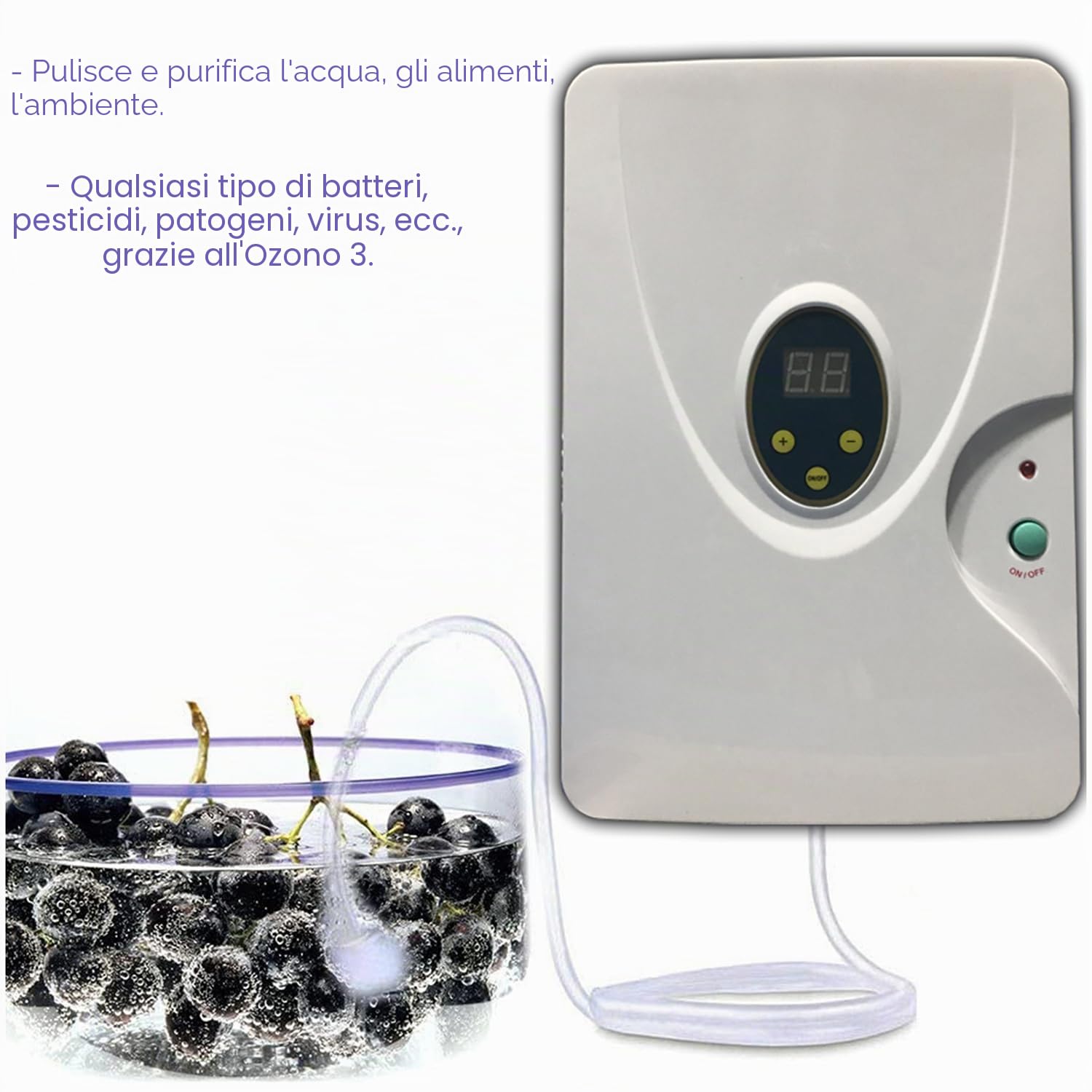 Ozono - Generatore portatile di ozono - Generatore di ozono domestico - Ozonizzatore d'acqua