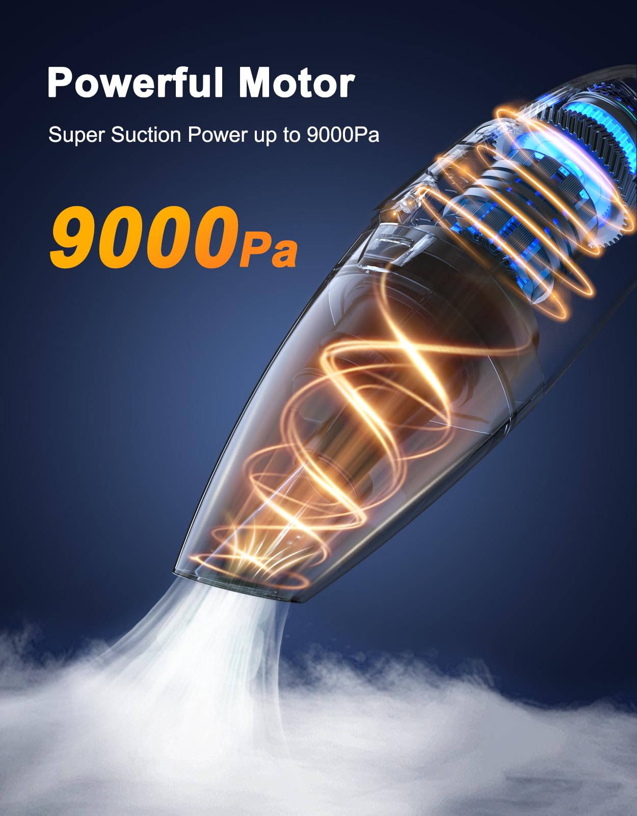 Otemly Handheld Vacuum Cordless Rechargeable 9KPA - [Fast Charging Dock] Portable High Power Suction Car Vacuum Cleaner with LED Light, 2 HEPA Filters, Dust Busters Wet and Dry for Home/Car/Office/Pet