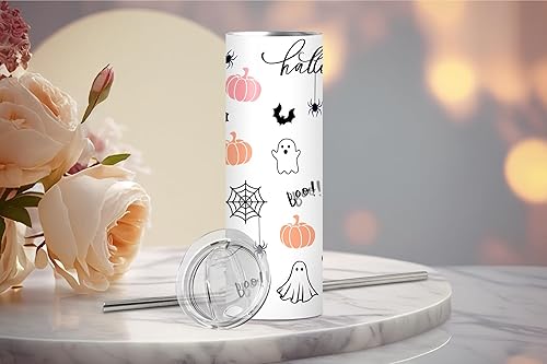 Miniatura 2 de Vaso de Halloween de 20 onzas con tapa, popote, cepillo y base antideslizante, para usar como botella de agua, taza de café, taza de viaje, copa de
