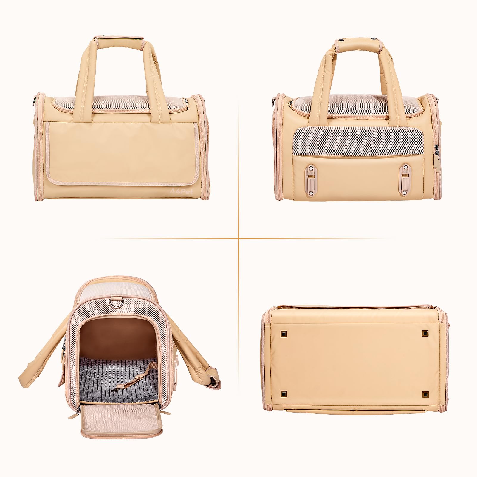 Airline Approved Cat Carrier for Cats and Small Dogs -Travel Pet Carriers with Patent Car Buckles, Foldable - Image 4