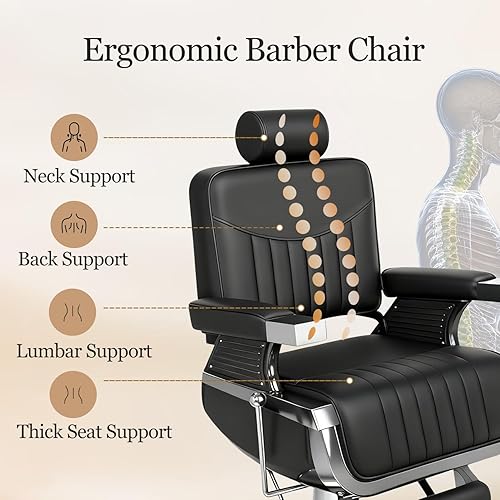 Miniatura 6 de Sillas de peluquería para peluquería, silla de salón profesional para estilista, silla reclinable multiusos resistente para peluquería, estilista,