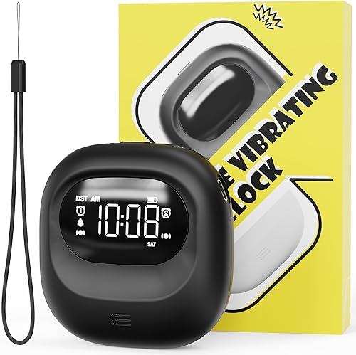 ROCAM Loud Dual Alarm Clock with Bed Shaker, Vibrating Alarm Clock for Heavy Sleepers AdultsKidsTeensDeaf, Rechargeable Battery Operated, Travel