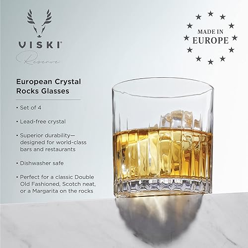Miniatura 2 de Viski Reserve Milo Crystal Rocks - Vasos de cristal a la antigua, vasos de rocas hechos a mano europea, bourbon, vaso de whisky y licor, ideas de
