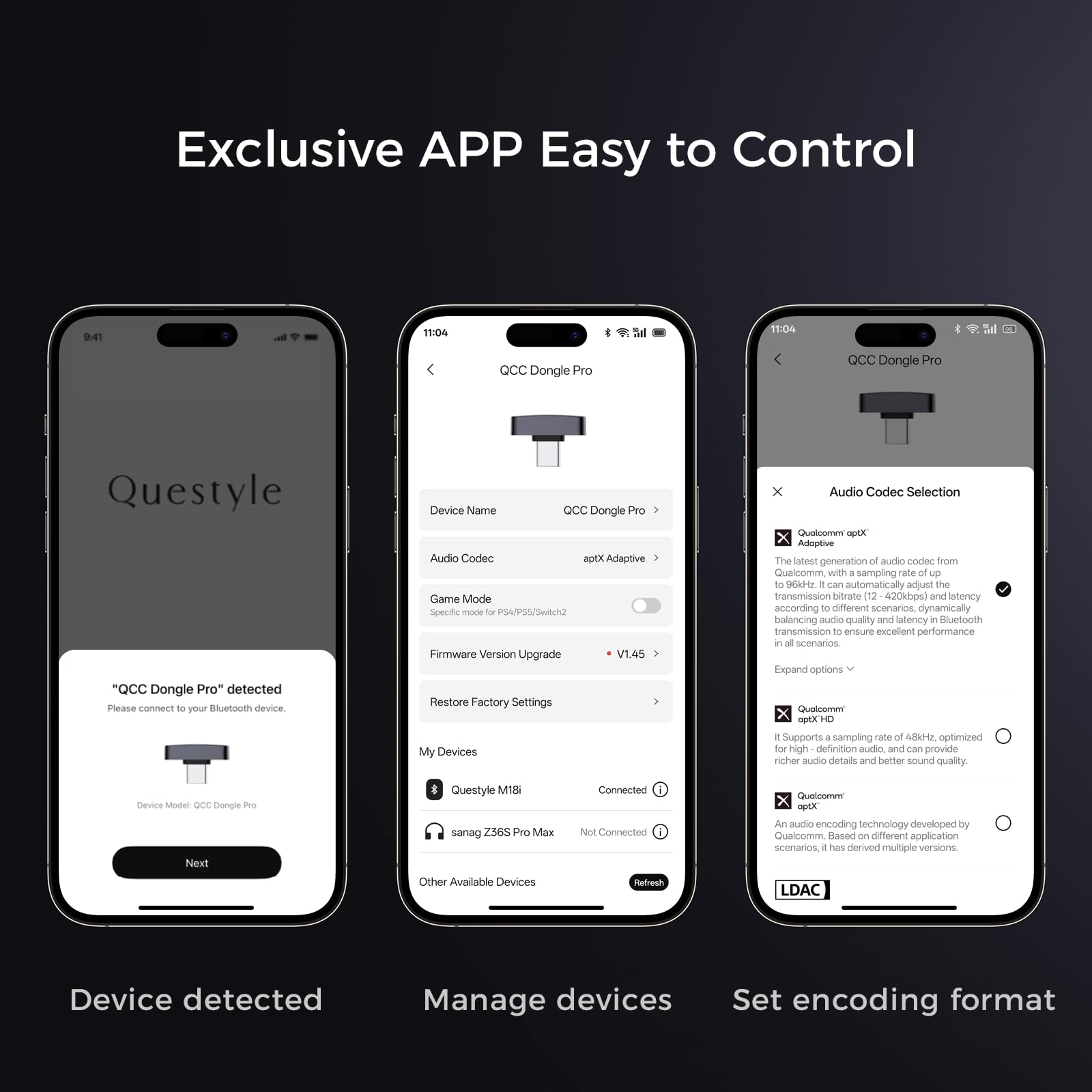 【新品未開封] Questyle QCC Dongle Pro LDAC Questyle QCC Dongle Pro LDAC Lossless Bluetooth 5.4 Transmitter