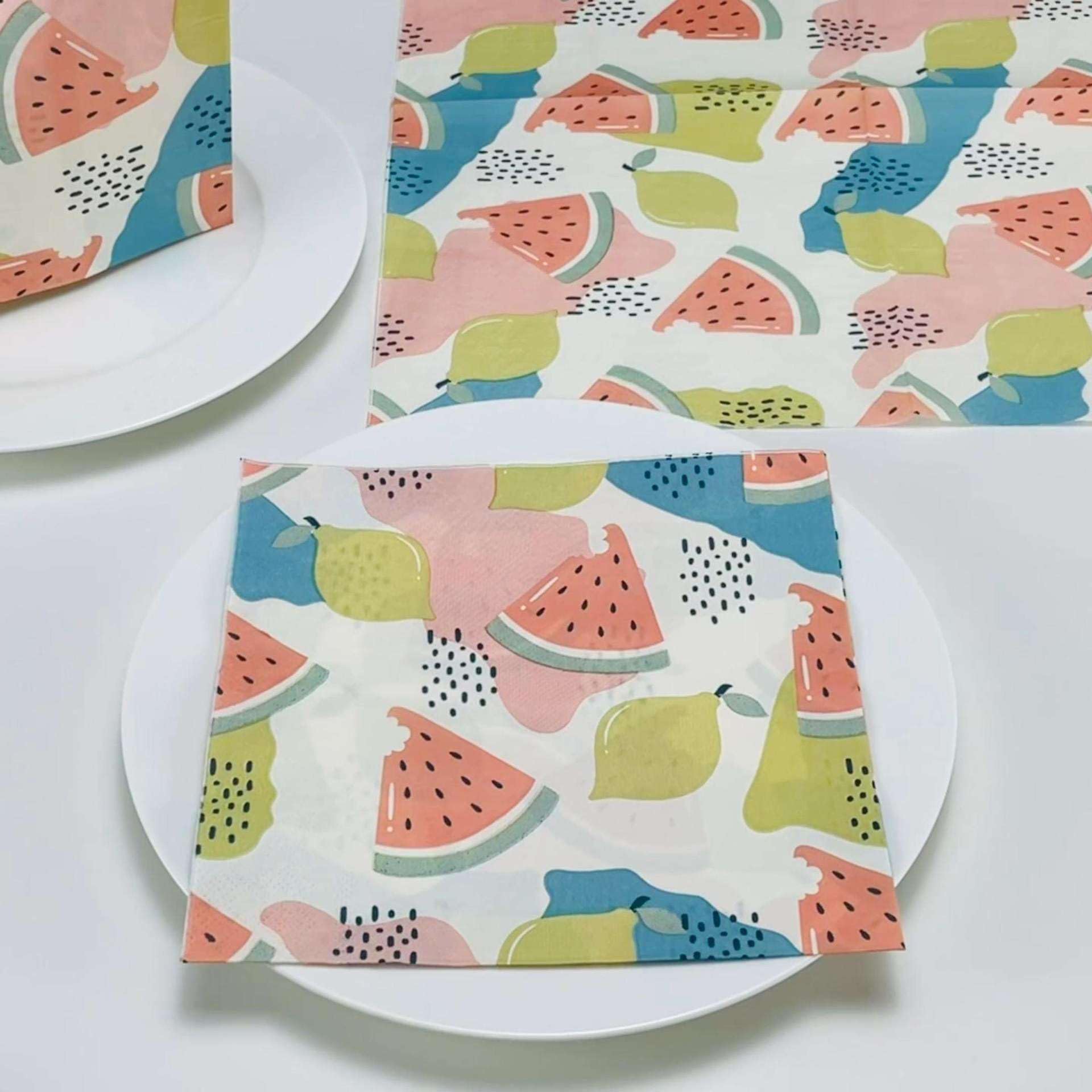 Tovaglioli di Carta Limone Verde Blu Tovaglioli per Decoupage Decorati Tovaglioli Bar Compleann Carta Lgienica Tovagliolo Decorazione Da Tavola Usa e getta Per Matrimoni Feste 30 Packs(33x33cm)