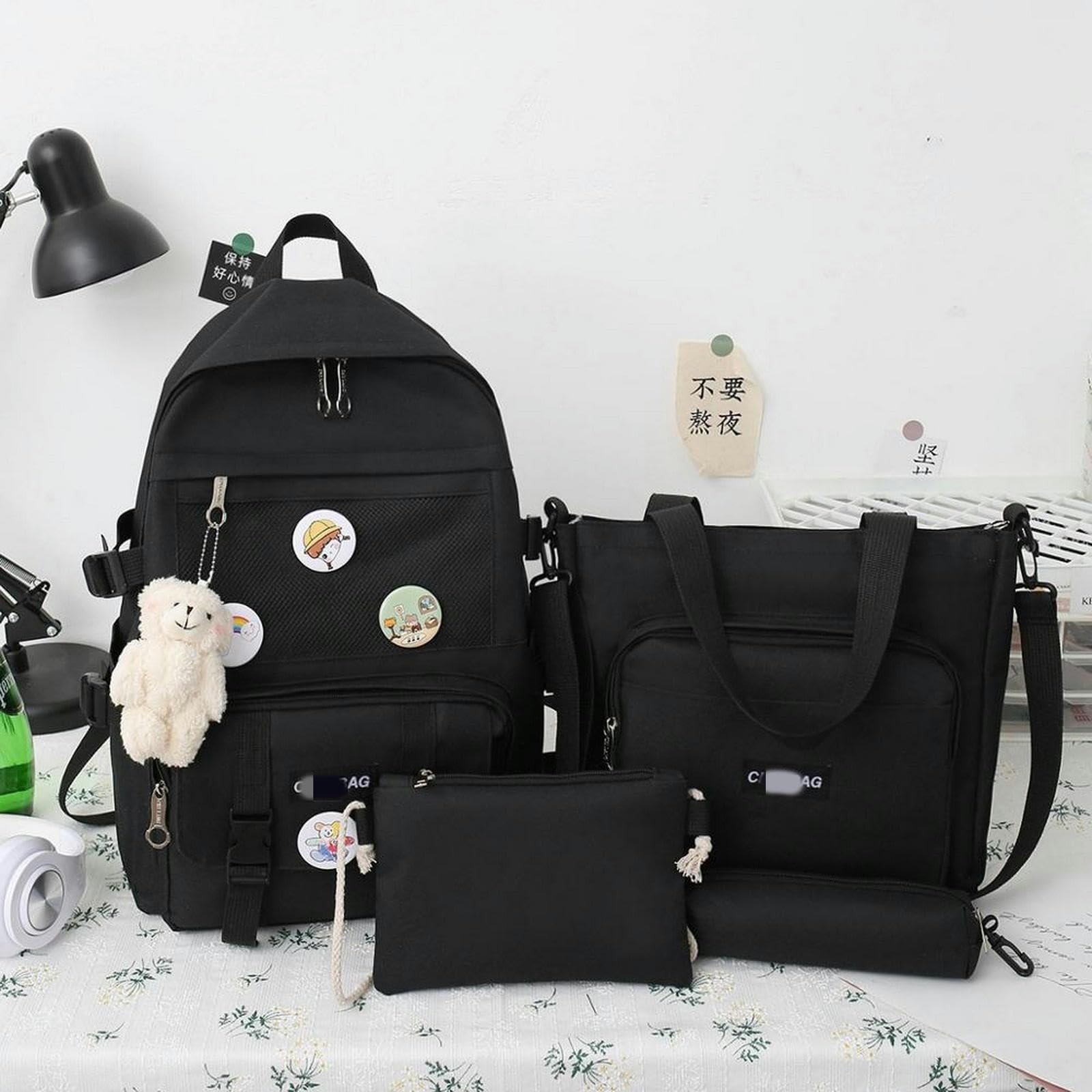 TEidea Mochila Escolar para niños Bolsas Escolares De Lienzo De Estilo Universitario - Set De 4 Piezas para Adolescentes Y Mujeres