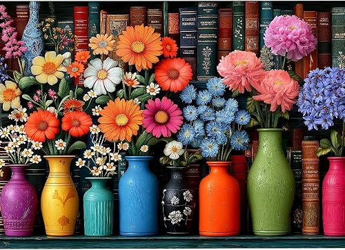 Rompecabezas de 1000 piezas para adultos y familias, libros florales de plantas, rompecabezas vintage con flores silvestres en flor, noches de juego