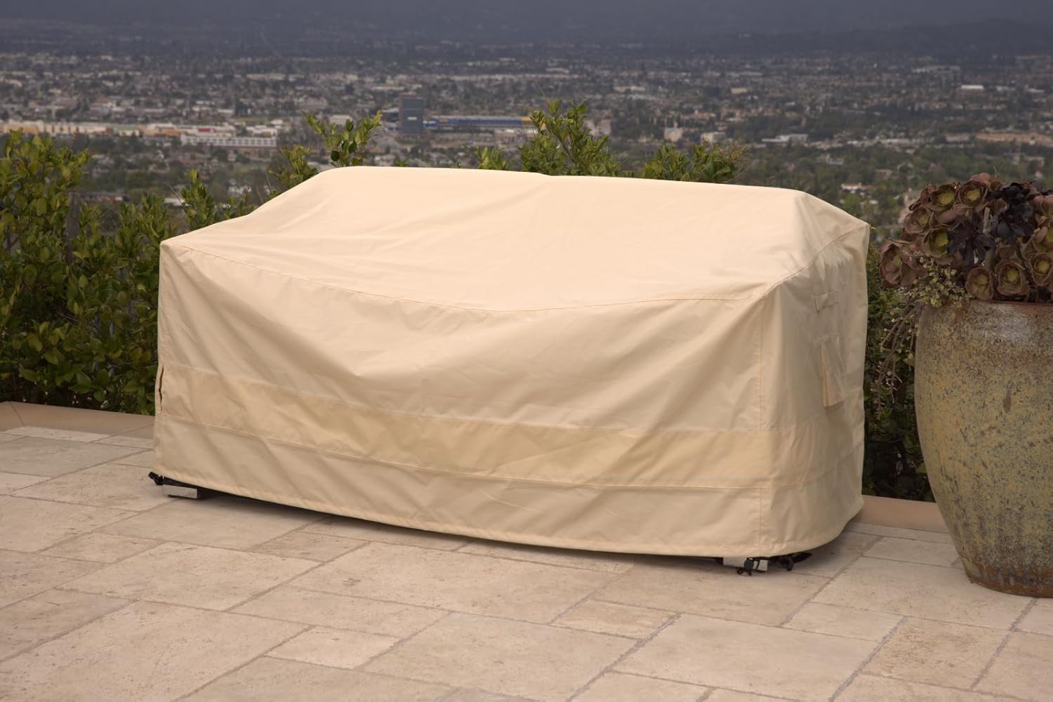 WJ-X3 3-Seater Outdoor Sofa Cover, Heavy Duty Patio Sofa Cover, Outdoor Couch Cover Waterproof, High Wind Resistant Design for Patio Couch Cover, 104W x 40D x 35H, Beige : Everything Else