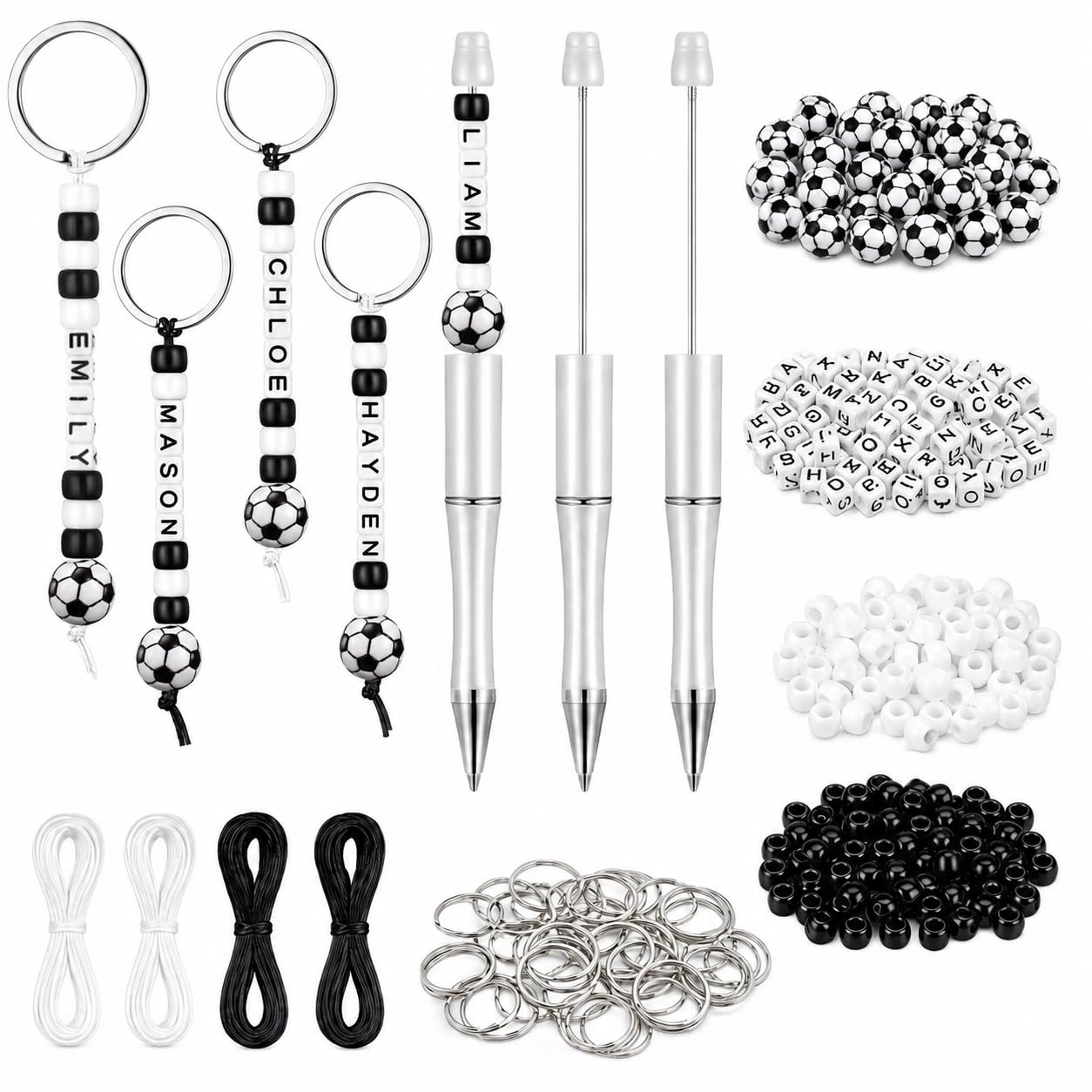 Kit de fabrication de porte-clés en perles de football de 559 pièces pour créations DIY