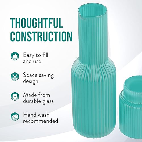 Miniatura 6 de American Atelier Jarra de agua con vaso de vidrio boquilla fácil de verter para uso sin ensuciar en la oficina o la cocina jarra de capacidad de 30