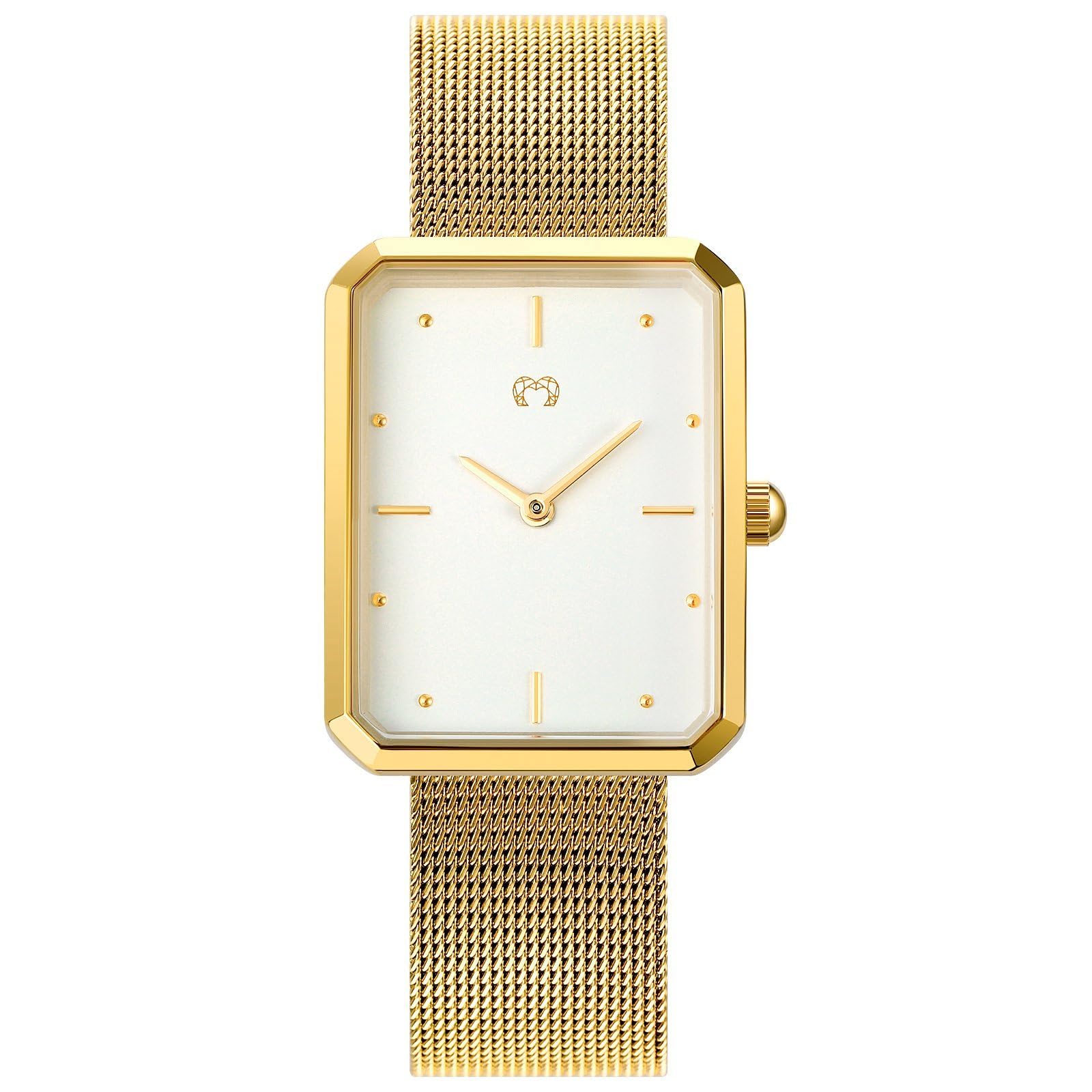 MARLION JEWELS Reloj analógico de Mujer diseño Rectangular, de Estilo Moderno, Resistente al Agua 3ATM. Baño en Plata y Oro. Maquinaria de Cuarzo Relojes de Mujer.