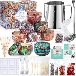 BEYAOBN Candle Making Kit, Candle Beginners DIY Starter Set to Create Candle/Scented Candle,Complete Candle DIY Set with Wax Melting Jug/Pot, Beeswax, Wicks, Wick Stickers,Candle Tins and More