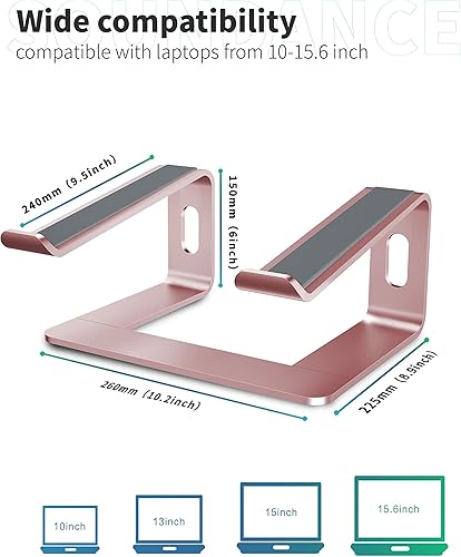Miniatura 39 de SOUNDANCE Soporte para laptop, elevador de computadora de aluminio, elevador ergonómico para computadoras portátiles, soporte de metal compatible