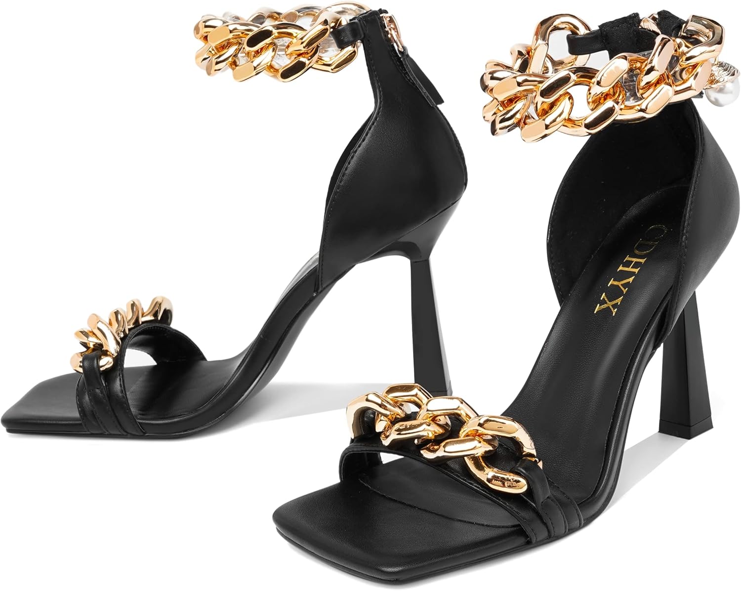 CDHYX Women's Stiletto High Heels Sexy Square Open Toe Shoes Formal Wedding Party Classic Heeled Sandals with Back Zip Design - Image 3