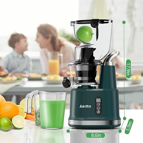 Miniatura 7 de Aeitto Exprimidor de masticación lenta, exprimidor eléctrico, con canal de alimentación grande y ancho de 3.268 in, máquina exprimidora para