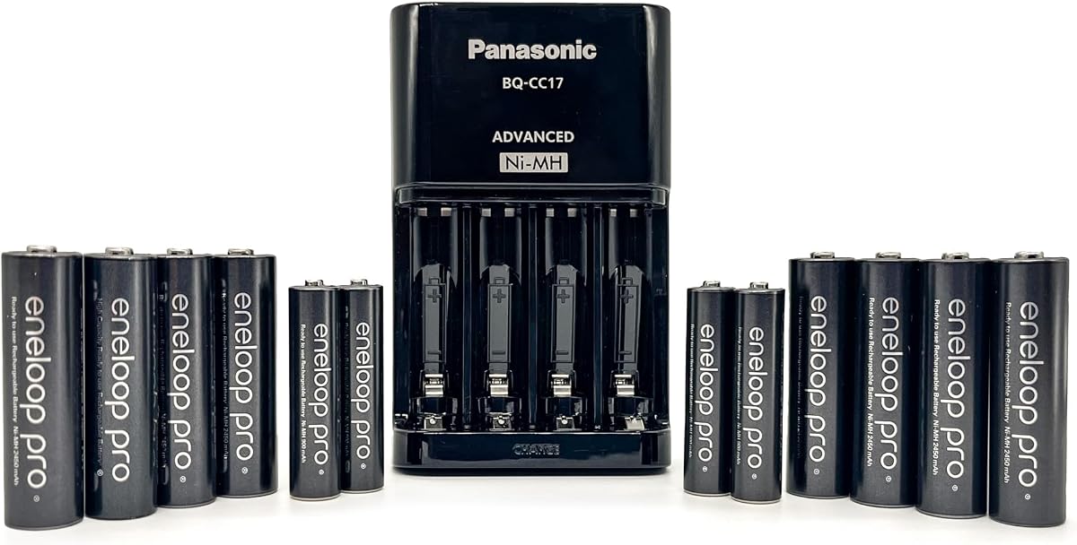 Eneloop Panasonic K-KJ17KC84CZ pro Power Pack; 8AA, 4AAA, and Advanced CC17 Rechargeable Battery Charger